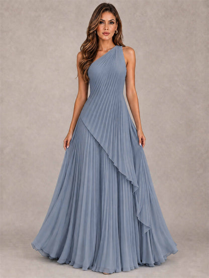 Elegant One Shoulder Pleated Chiffon Formal Dress