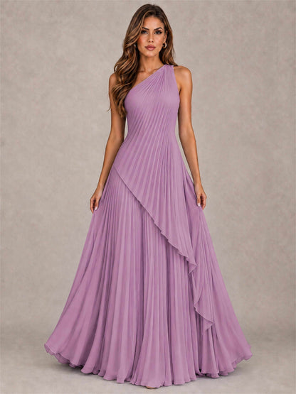 Elegant One Shoulder Pleated Chiffon Formal Dress