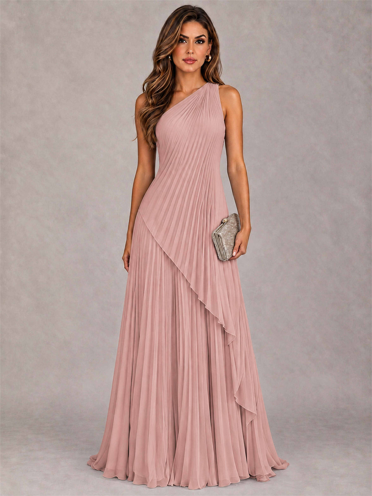 Elegant One Shoulder Pleated Chiffon Formal Dress