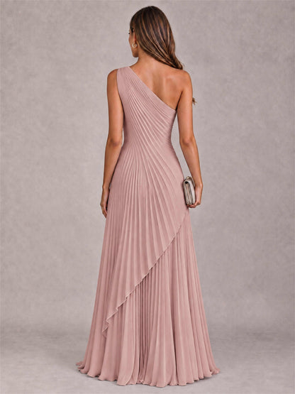 Elegant One Shoulder Pleated Chiffon Formal Dress