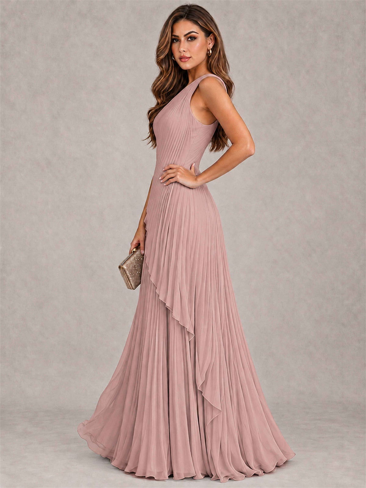 Elegant One Shoulder Pleated Chiffon Formal Dress