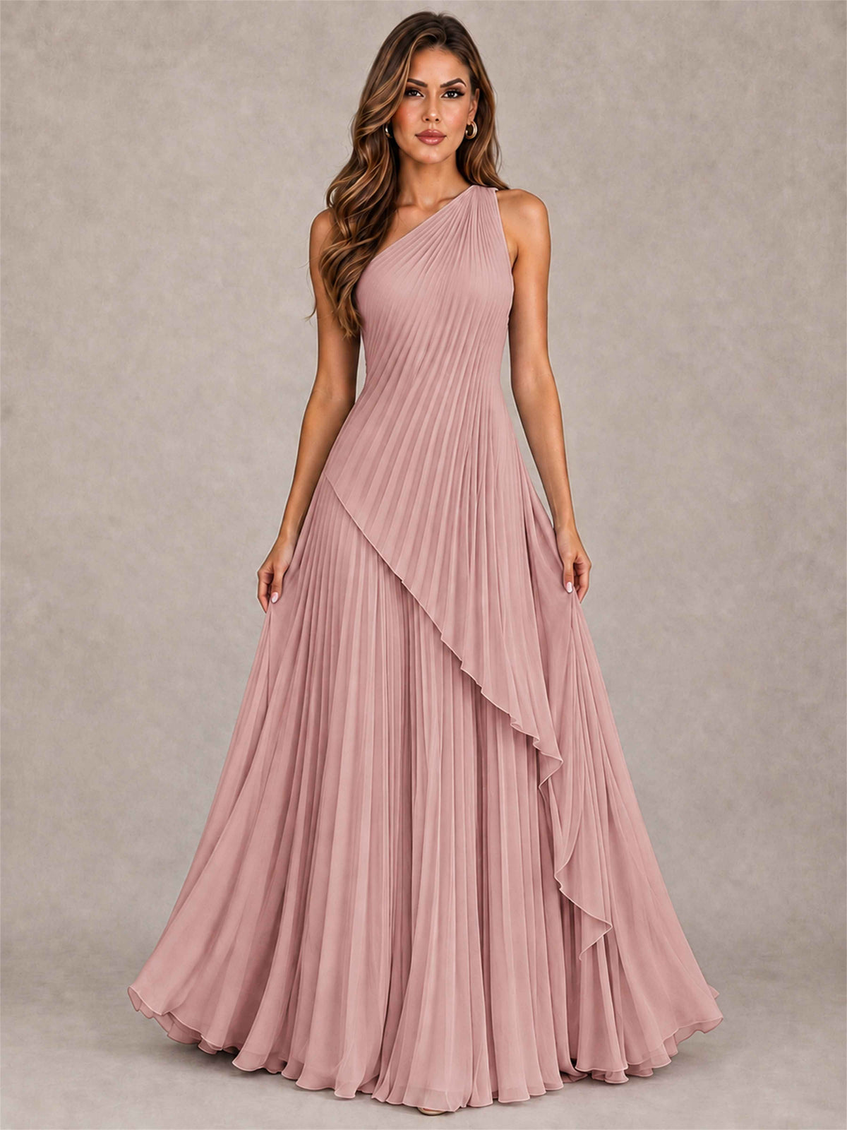 Elegant One Shoulder Pleated Chiffon Formal Dress