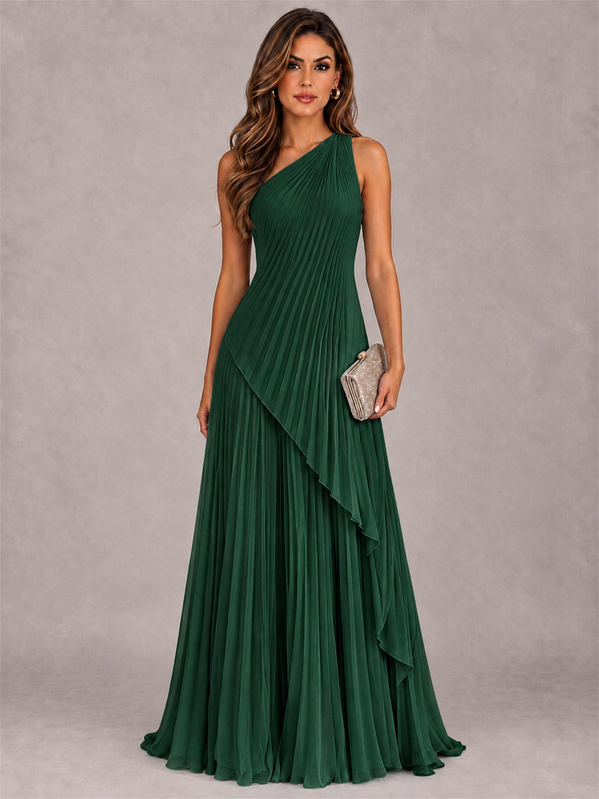 Elegant One Shoulder Pleated Chiffon Formal Dress