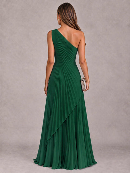Elegant One Shoulder Pleated Chiffon Formal Dress