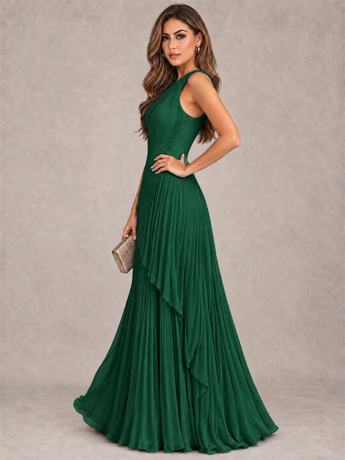 Elegant One Shoulder Pleated Chiffon Formal Dress