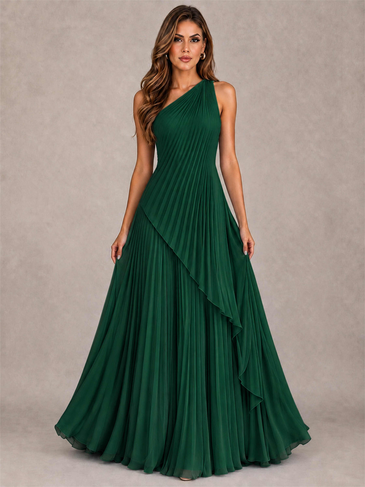 Elegant One Shoulder Pleated Chiffon Formal Dress