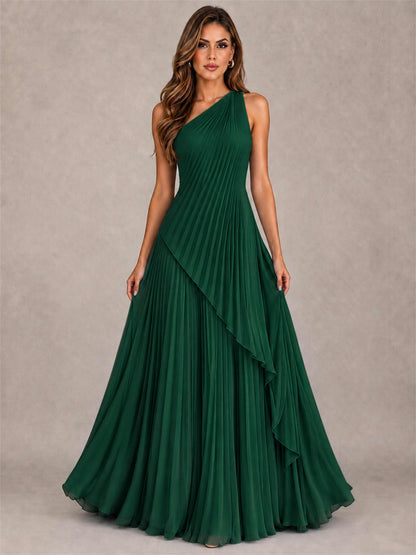 Elegant One Shoulder Pleated Chiffon Formal Dress