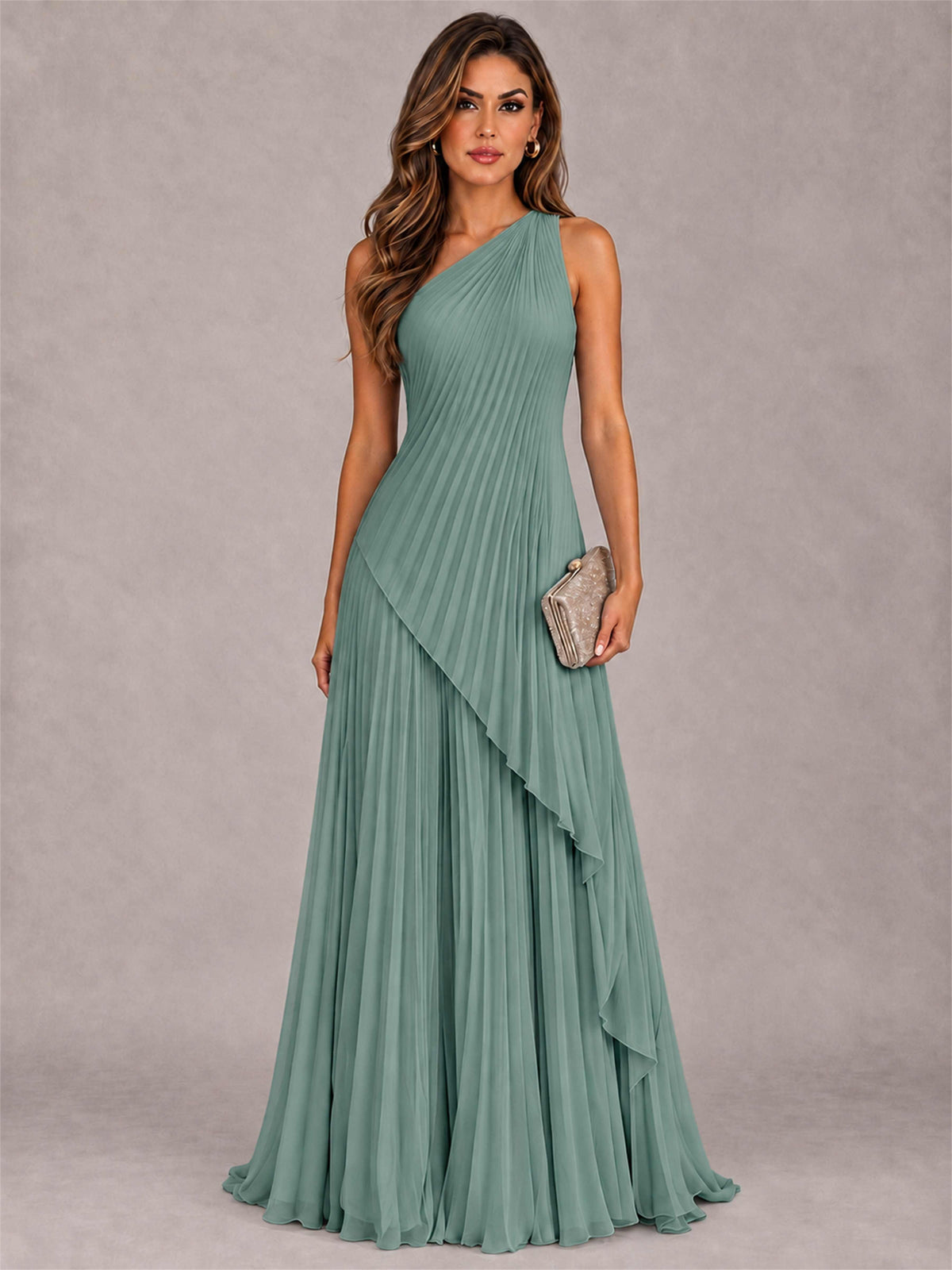Elegant One Shoulder Pleated Chiffon Formal Dress