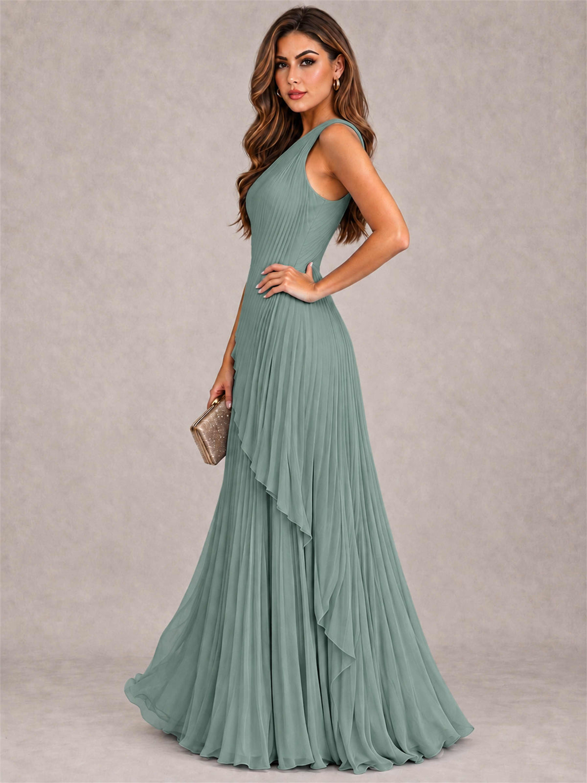 Elegant One Shoulder Pleated Chiffon Formal Dress