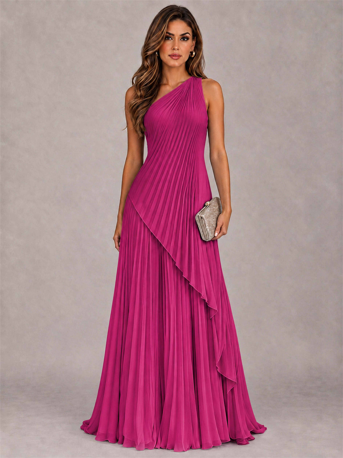 Elegant One Shoulder Pleated Chiffon Formal Dress