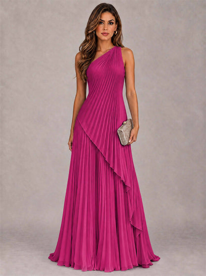 Elegant One Shoulder Pleated Chiffon Formal Dress