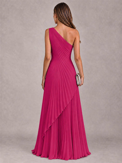 Elegant One Shoulder Pleated Chiffon Formal Dress