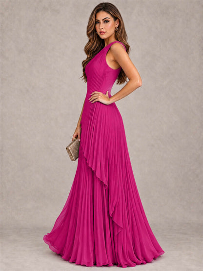 Elegant One Shoulder Pleated Chiffon Formal Dress
