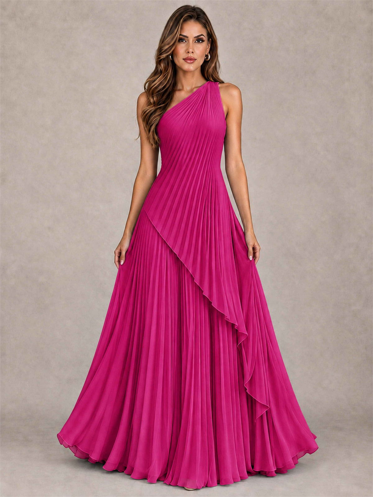 Elegant One Shoulder Pleated Chiffon Formal Dress