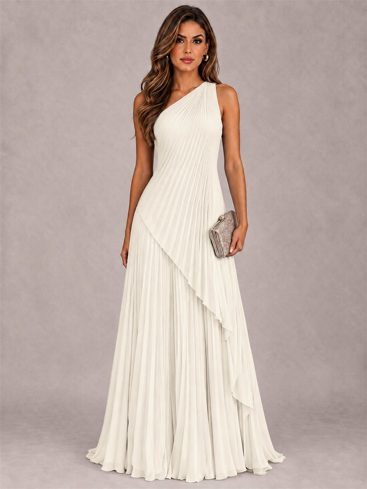 Elegant One Shoulder Pleated Chiffon Formal Dress