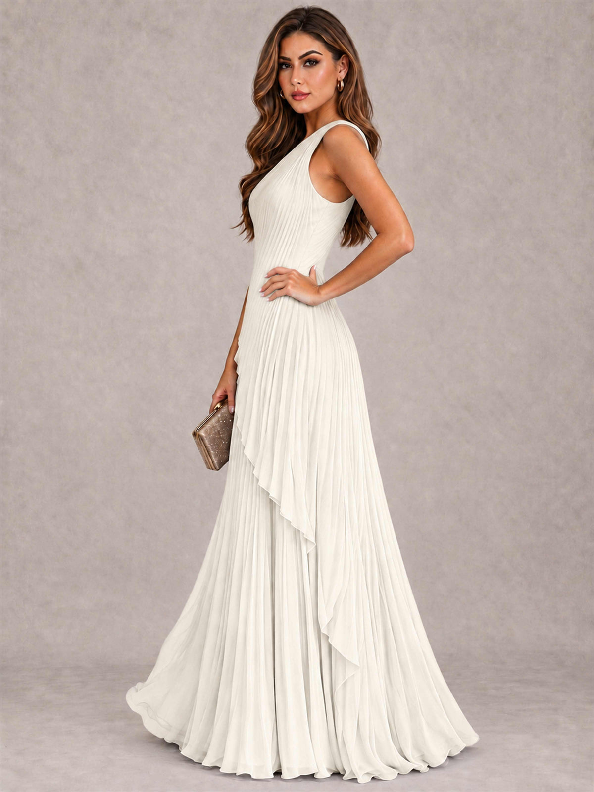 Elegant One Shoulder Pleated Chiffon Formal Dress