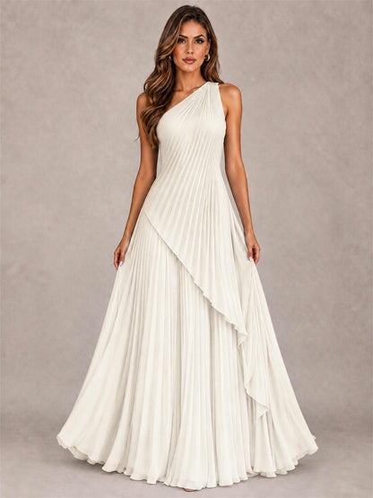 Elegant One Shoulder Pleated Chiffon Formal Dress