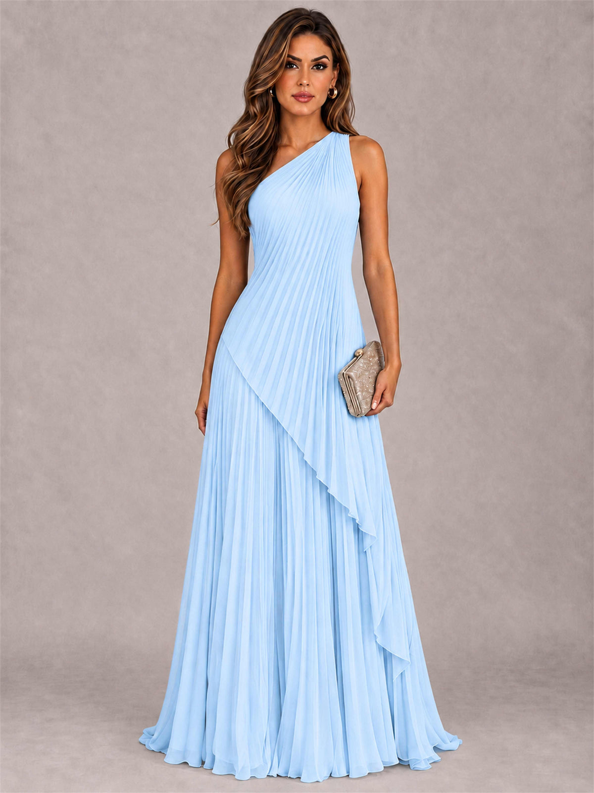 Elegant One Shoulder Pleated Chiffon Formal Dress