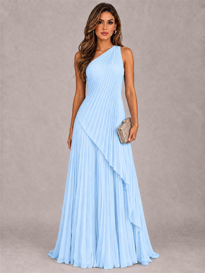 Elegant One Shoulder Pleated Chiffon Formal Dress