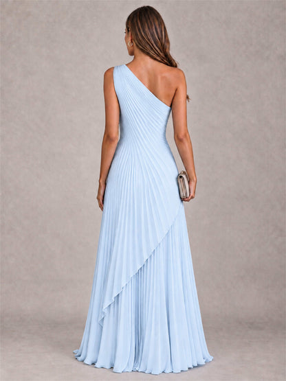 Elegant One Shoulder Pleated Chiffon Formal Dress