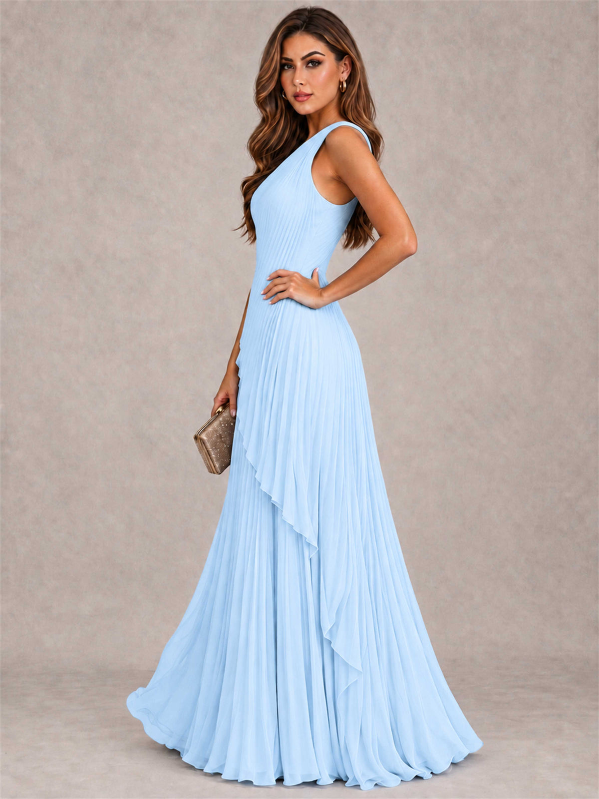 Elegant One Shoulder Pleated Chiffon Formal Dress