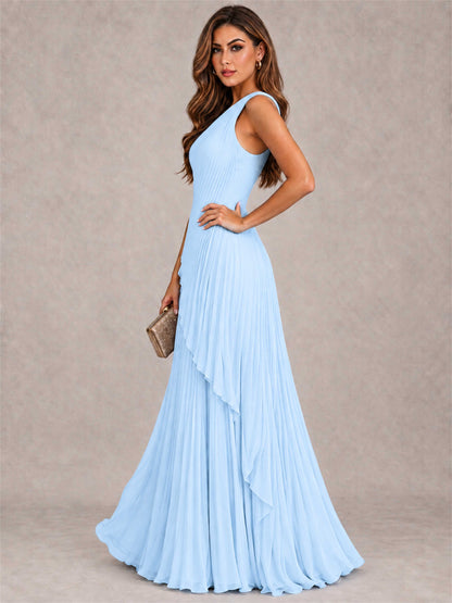 Elegant One Shoulder Pleated Chiffon Formal Dress