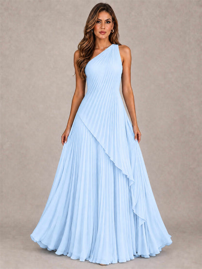 Elegant One Shoulder Pleated Chiffon Formal Dress