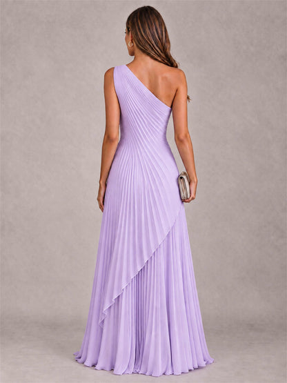 Elegant One Shoulder Pleated Chiffon Formal Dress