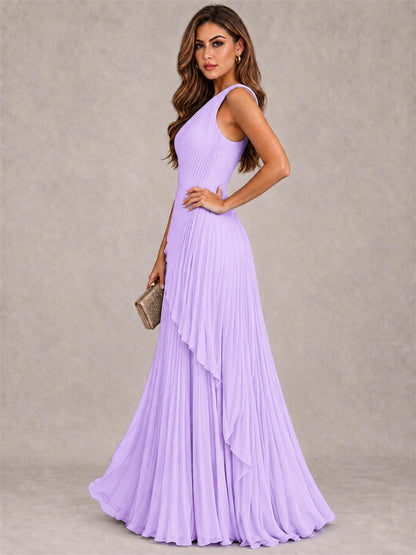 Elegant One Shoulder Pleated Chiffon Formal Dress