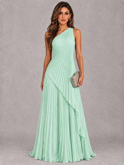 Elegant One Shoulder Pleated Chiffon Formal Dress