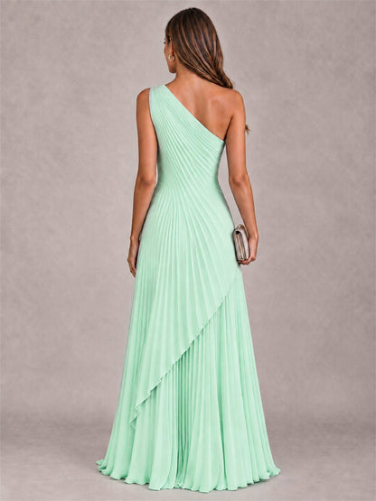 Elegant One Shoulder Pleated Chiffon Formal Dress