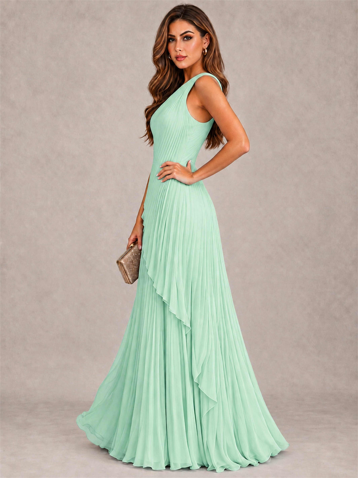 Elegant One Shoulder Pleated Chiffon Formal Dress