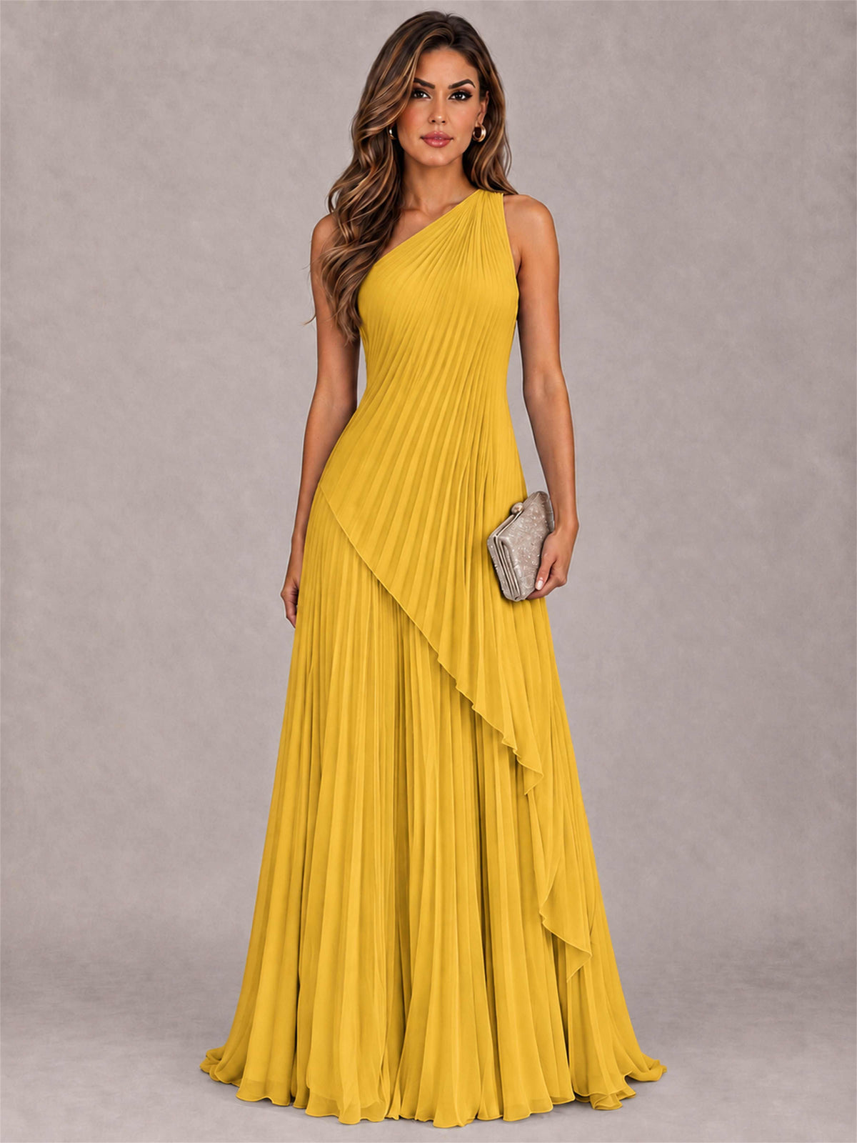 Elegant One Shoulder Pleated Chiffon Formal Dress