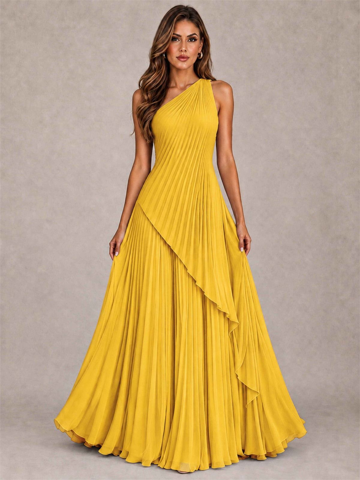 Elegant One Shoulder Pleated Chiffon Formal Dress