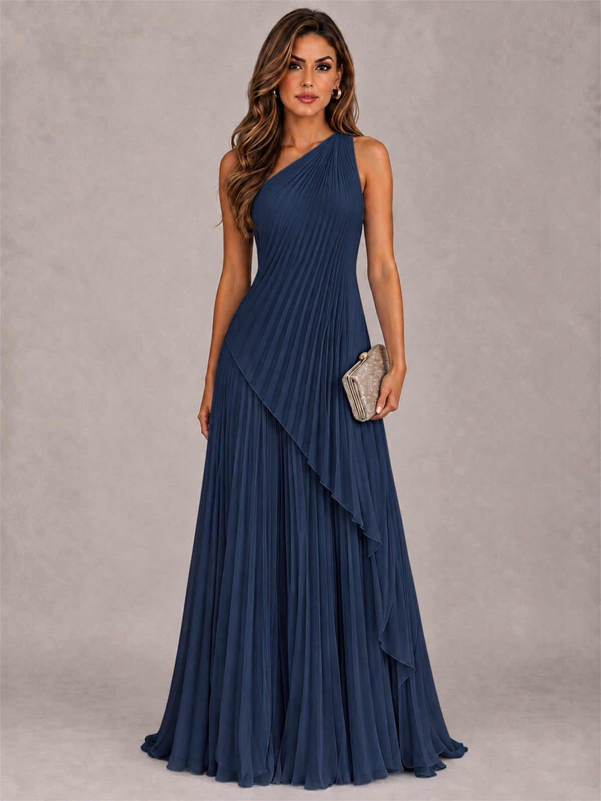 Elegant One Shoulder Pleated Chiffon Formal Dress