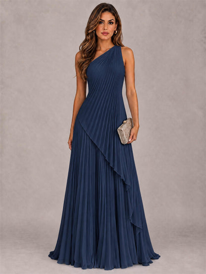 Elegant One Shoulder Pleated Chiffon Formal Dress