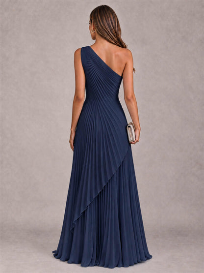 Elegant One Shoulder Pleated Chiffon Formal Dress