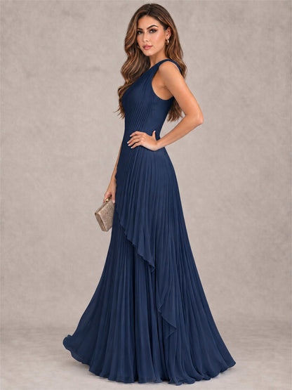 Elegant One Shoulder Pleated Chiffon Formal Dress