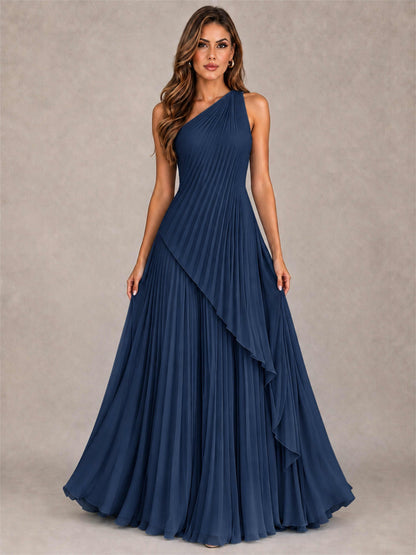 Elegant One Shoulder Pleated Chiffon Formal Dress