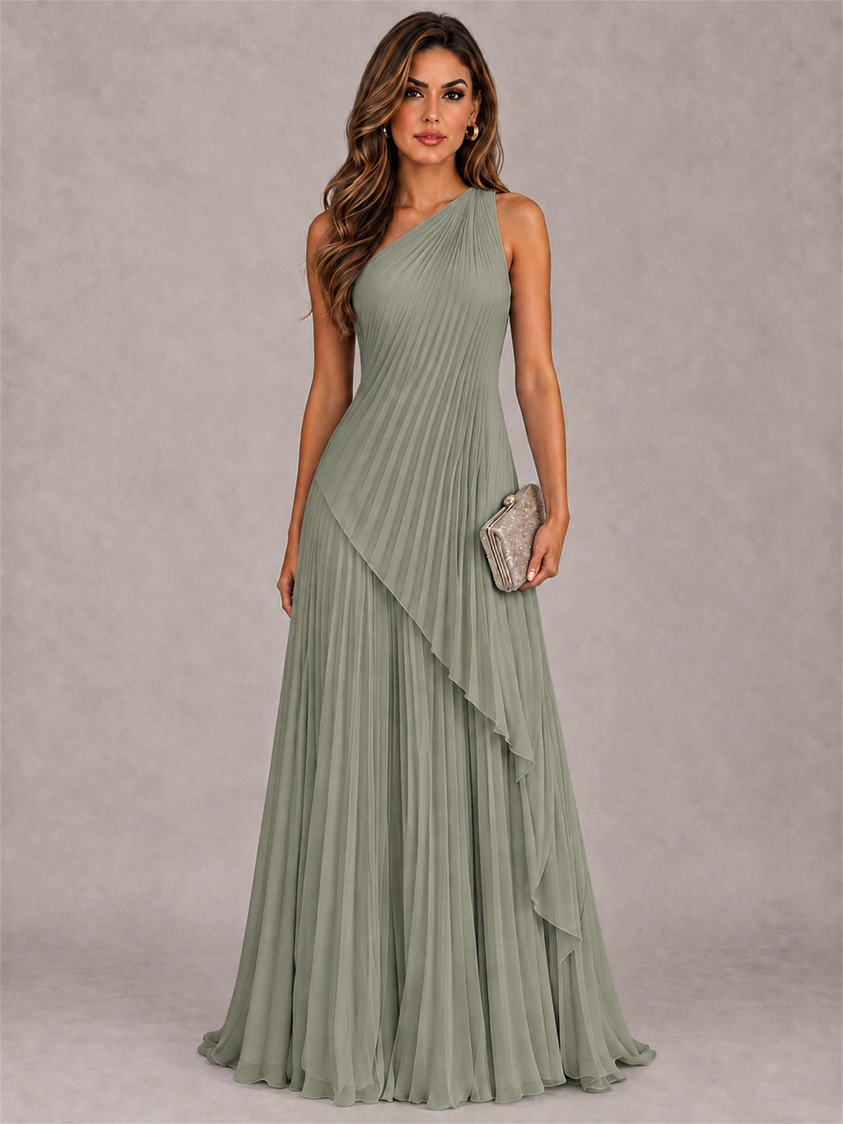 Elegant One Shoulder Pleated Chiffon Formal Dress