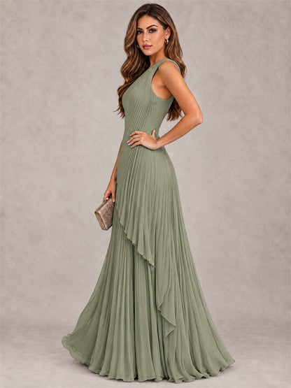 Elegant One Shoulder Pleated Chiffon Formal Dress