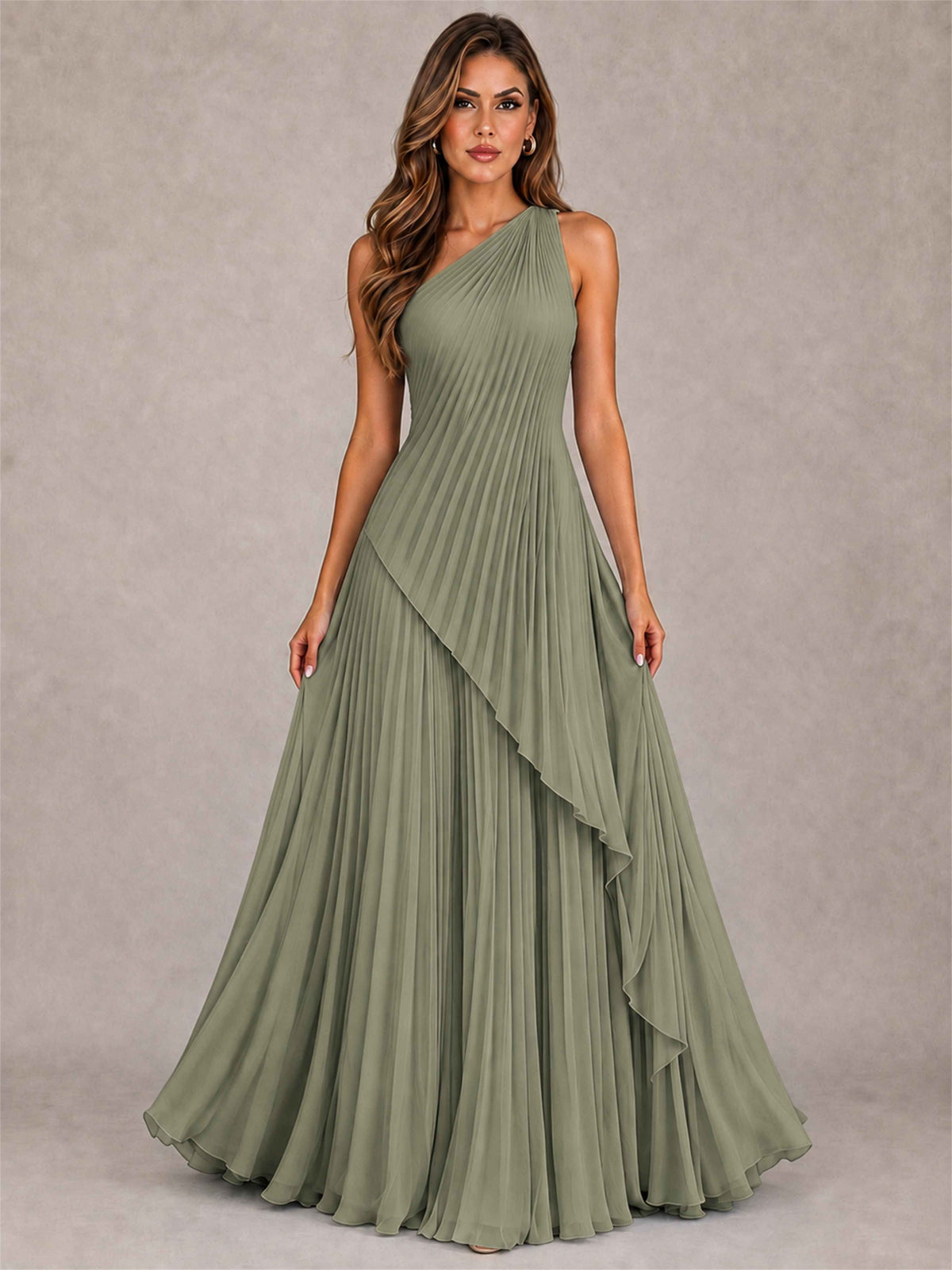 Elegant One Shoulder Pleated Chiffon Formal Dress