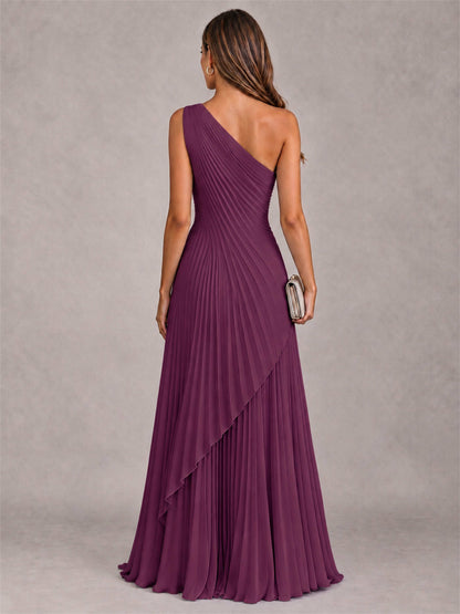 Elegant One Shoulder Pleated Chiffon Formal Dress
