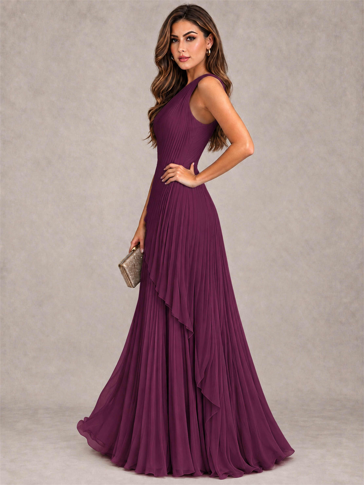 Elegant One Shoulder Pleated Chiffon Formal Dress