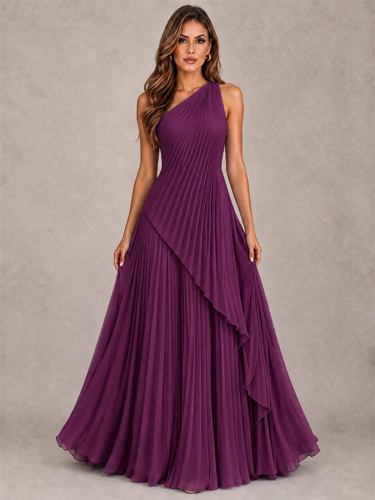 Elegant One Shoulder Pleated Chiffon Formal Dress