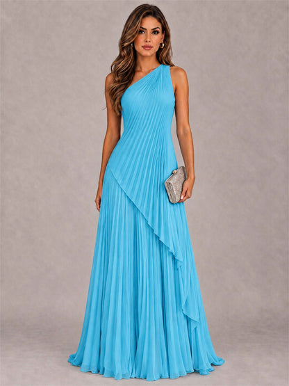 Elegant One Shoulder Pleated Chiffon Formal Dress