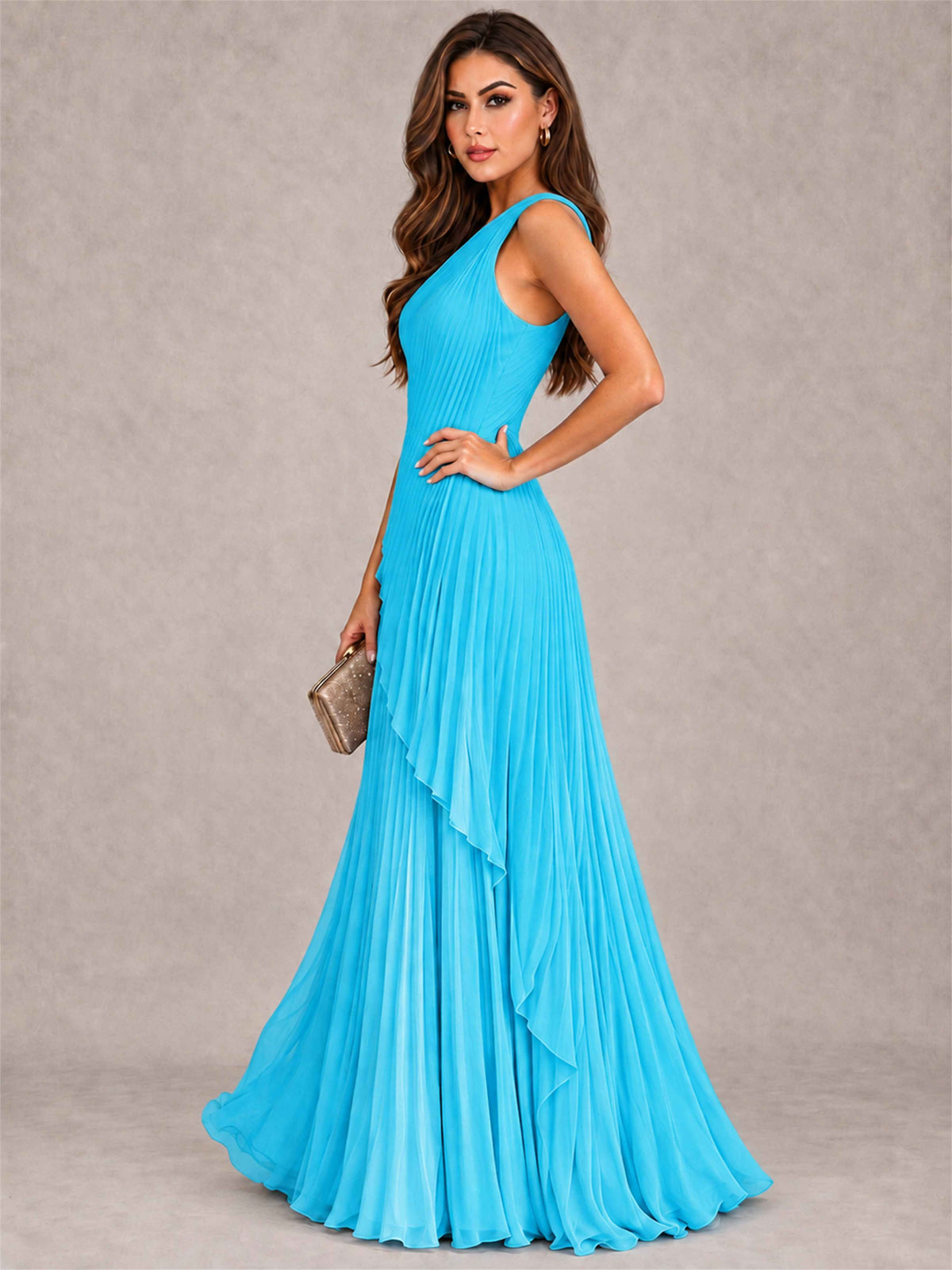 Elegant One Shoulder Pleated Chiffon Formal Dress