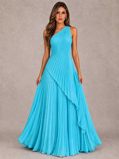 Elegant One Shoulder Pleated Chiffon Formal Dress