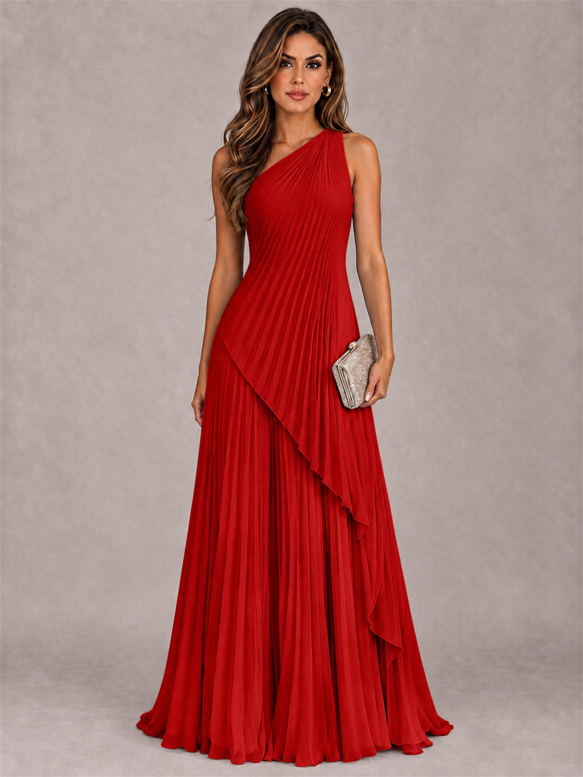Elegant One Shoulder Pleated Chiffon Formal Dress
