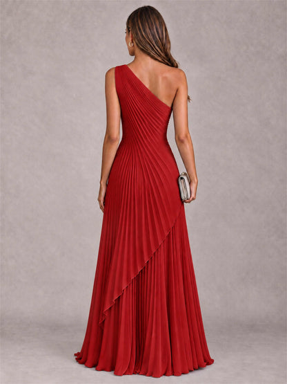 Elegant One Shoulder Pleated Chiffon Formal Dress